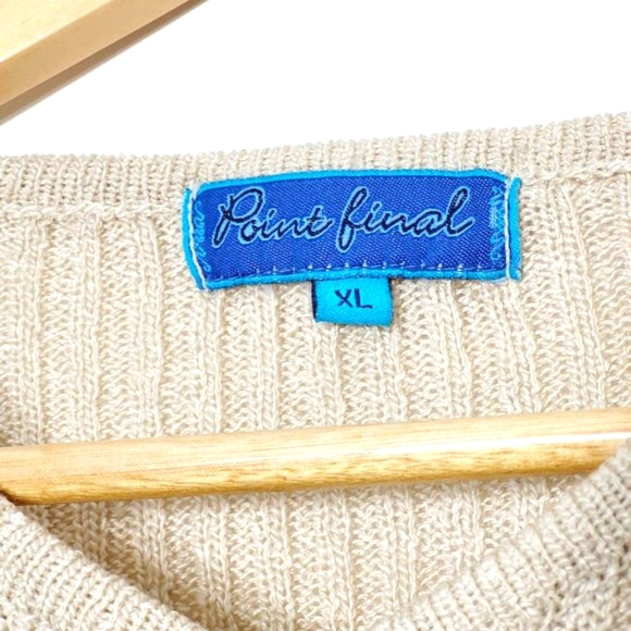 Vintage Crewneck Cream Red Black Striped Y2K Knitted Long Sleeve Retro Sz XL 90s - Picture 7 of 11